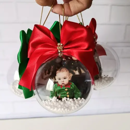 Bolinhas de Acrílico Natal Personalizada com Foto