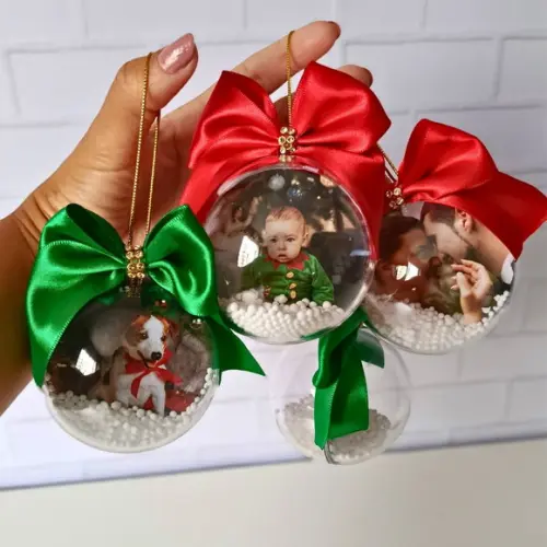Bolinhas de Acrílico Natal Personalizada com Foto