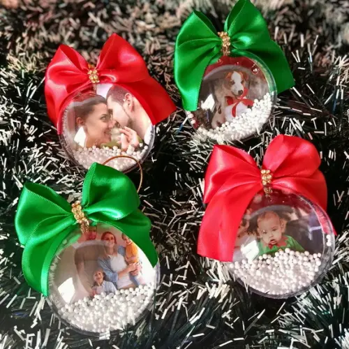 Bolinhas de Acrílico Natal Personalizada com Foto