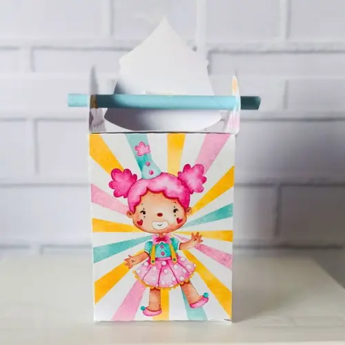 Caixa Canudo Clássica Circo Rosa