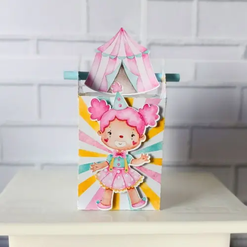 Caixa Canudo Clássica Circo Rosa