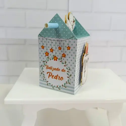 Caixa Canudo Semi Luxo Batizado Menino