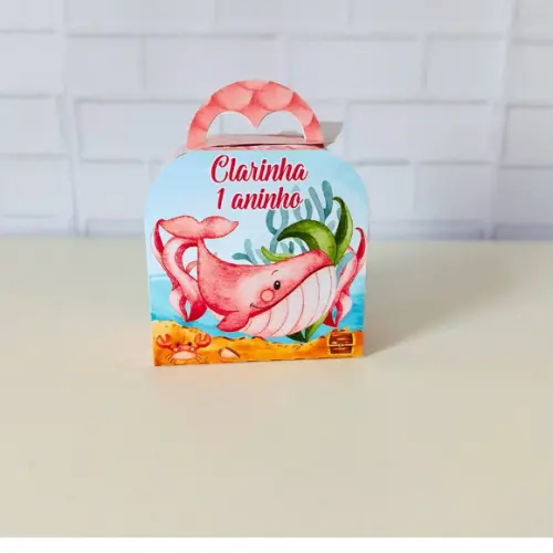 Caixa Maletinha Clássica Fundo do Mar Aquarela ( Menina )