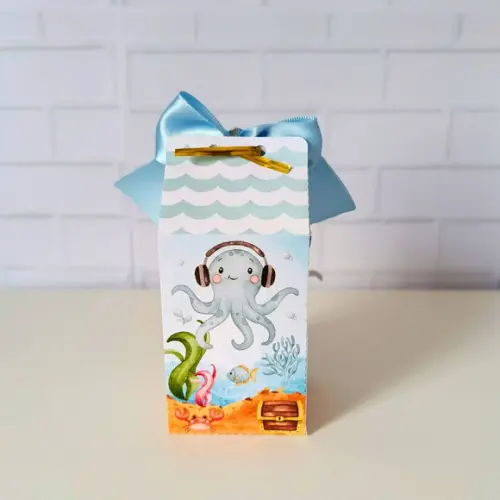 Caixa Milk Clássica Fundo do Mar Aquarela ( Menino )