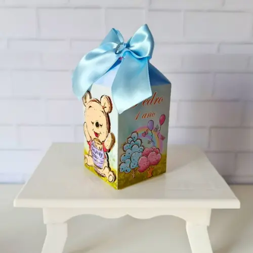 Caixa Milk Clássica Ursinho Pooh Cute Aquarela