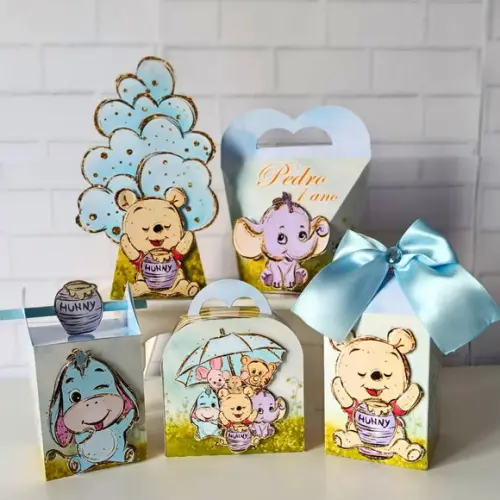 Kit Festa Clássico Ursinho Pooh Cute Aquarela 25 Peças