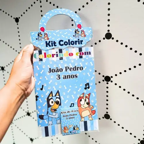 Livrinho de Colorir- Bluey Azul com Giz de Cera