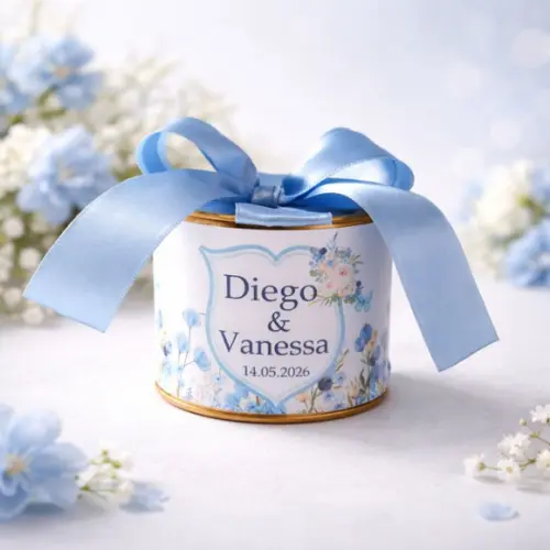 Mini Tubolatas 5x6 Personalizadas Casamento Azul Serenety