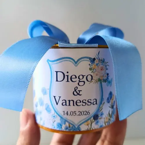 Mini Tubolatas 5x6 Personalizadas Casamento Azul Serenety