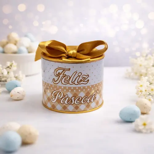 Mini Tubolatas 5x6 Personalizadas Páscoa Coelhinhos Dourado