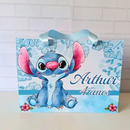 Sacola Personalizada Grande Stitch Azul