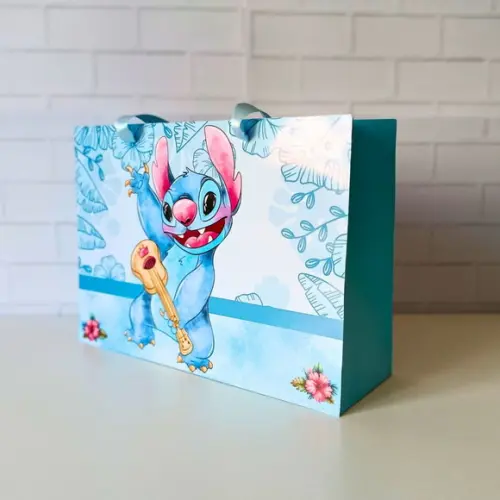 Sacola Personalizada Grande Stitch Azul