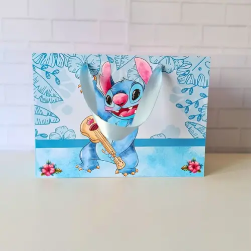 Sacola Personalizada Grande Stitch Azul