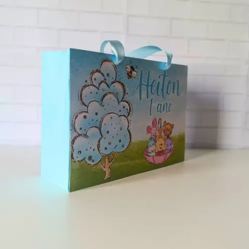 Sacola Personalizada( G ) Ursinho Pooh Cute Aquarela