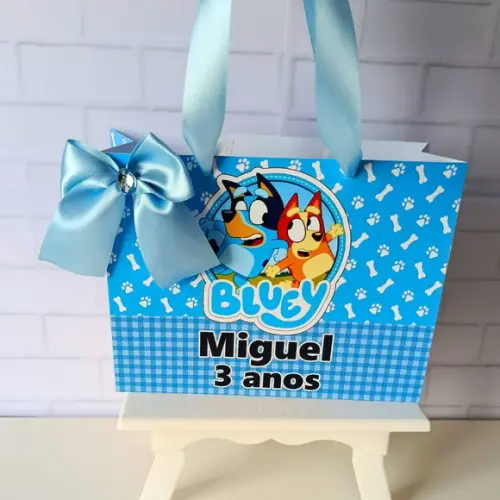 Sacolinha Personalizada (m 20x15 ) Bluey Azul