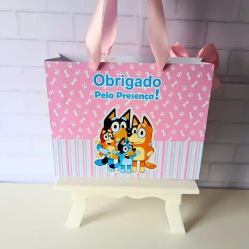Sacolinha Personalizada (m 20x15 ) Bluey Rosa