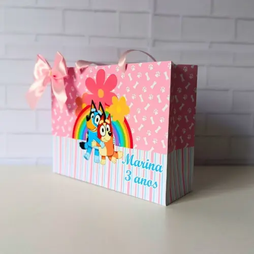 Sacolinha Personalizada (m 20x15 ) Bluey Rosa