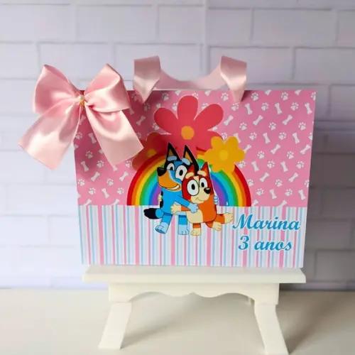 Sacolinha Personalizada (m 20x15 ) Bluey Rosa