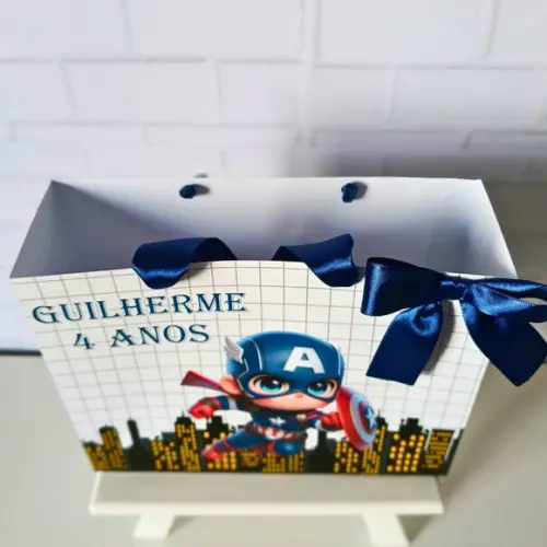 Sacolinha Personalizada (m 20x15 ) Capitão América Cute