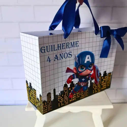 Sacolinha Personalizada (m 20x15 ) Capitão América Cute