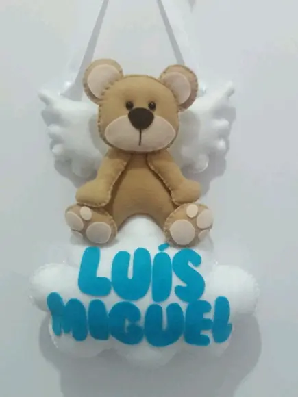 Enfeite de Porta urso anjinho