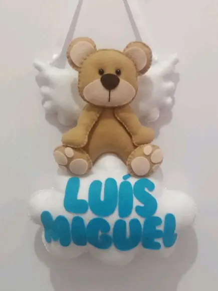 Enfeite de Porta urso anjinho