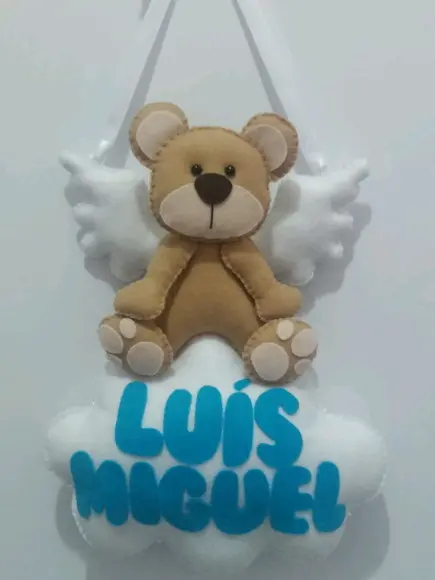 Enfeite de Porta urso anjinho
