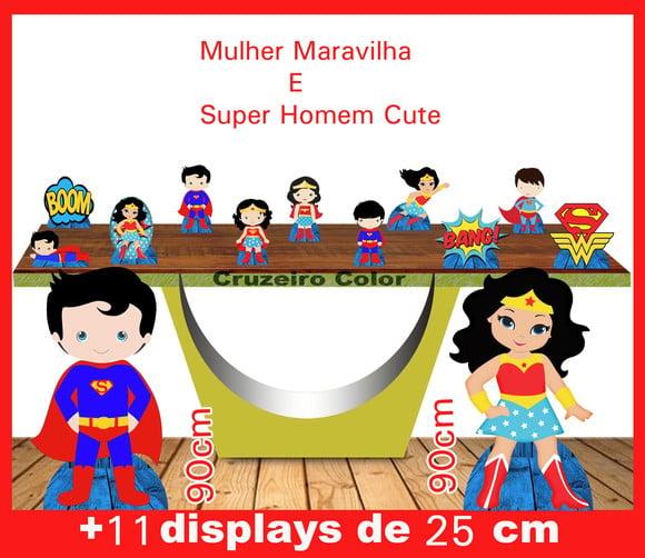Display Mulher Maravilha E Super Homem Cute, Totem Enfeite