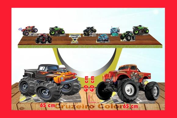 Displays de Chão Monster Jam, totem enfeite para festas