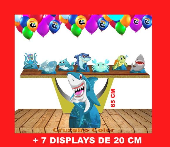 Festa Totem Tubarão 65 cm e Displays De Mesa 25 cm