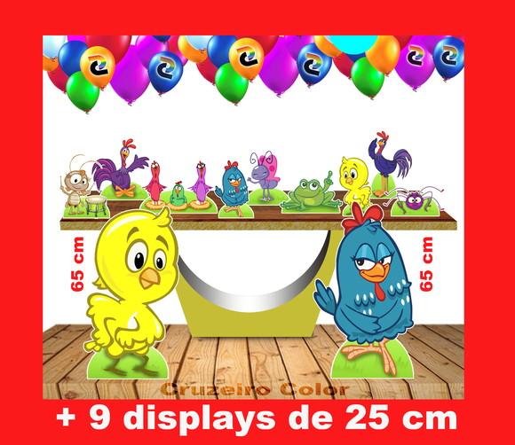 Kit Totem Festa Galinha Pintadinha de chão e mesa 65 e 25 cm