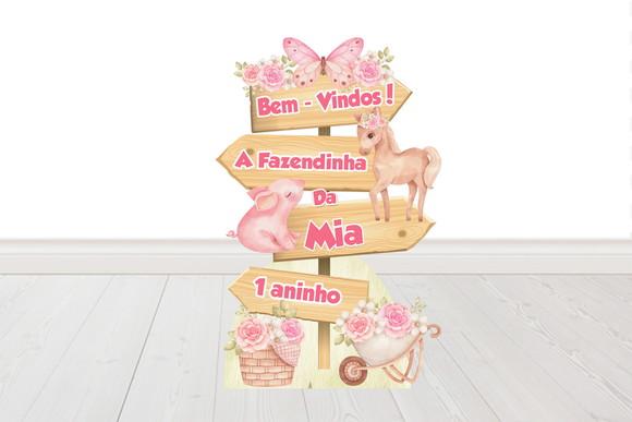 Placa de Bem Vindos Fazendinha Menina Display