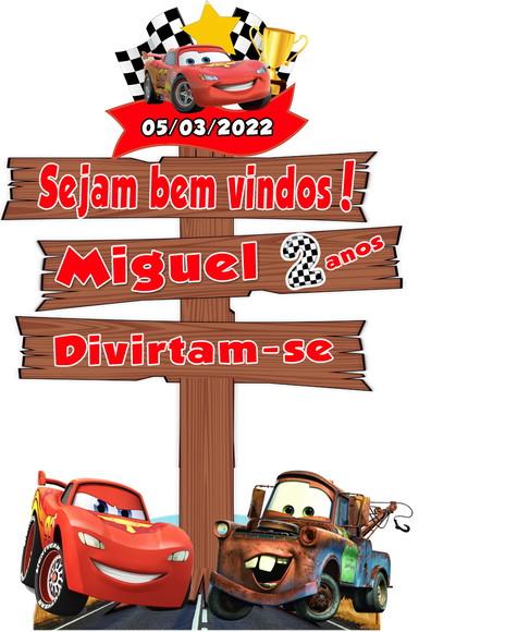 Placa de Bem Vindos Mcqueen Carros