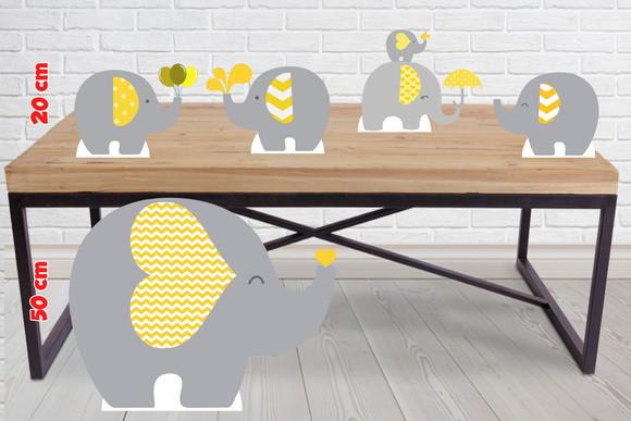 Totem De Chão Elefante Amarelo E Displays De Mesa