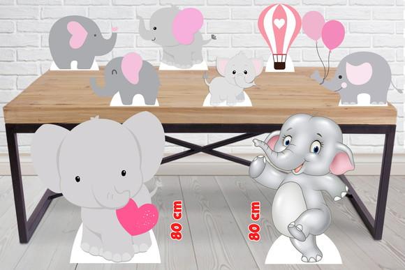 Totem De Chão Elefante Rosa E Displays De Mesa
