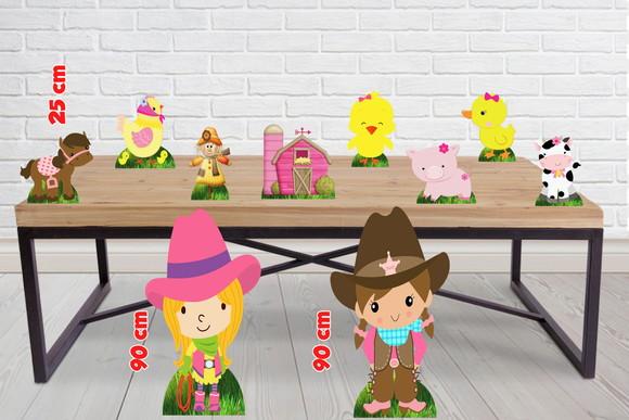 Totem De Chão Fazendinha Menina E Displays De Mesa