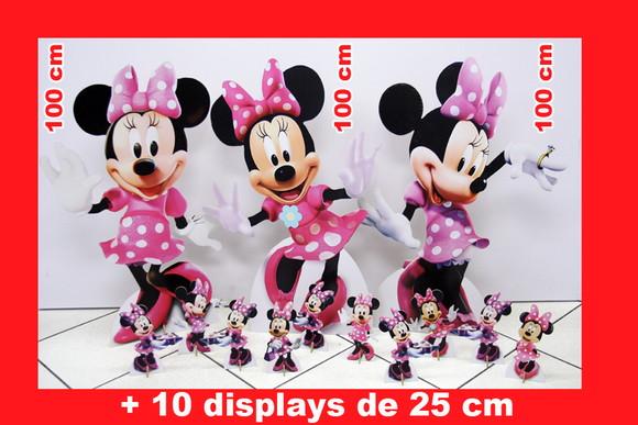 Totem de chão Minnie Rosa e displays de mesa