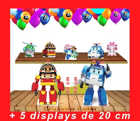 totem de chão Robocar Poli e Displays de mesa