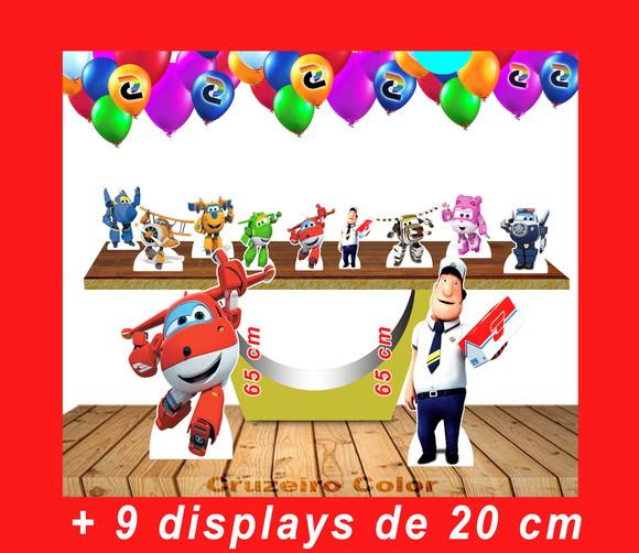 Totem de chão SUPER WINGS e Displays de mesa kits festa