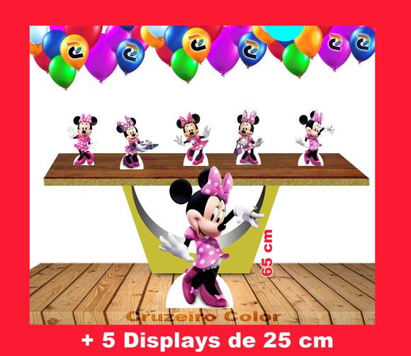 Totem Minnie Rosa 65 cm e displays de mesa 25 cm