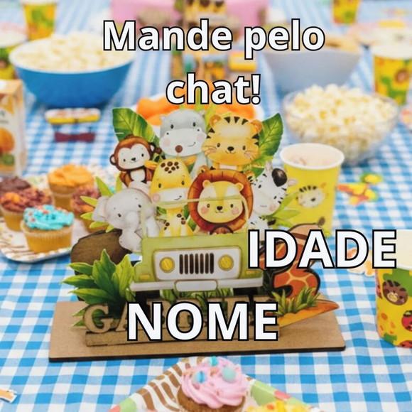 Centro de Mesa Safari 12unidade Personalizado em mdf e Papel