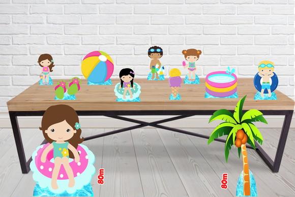 Display Pool Party, Totem Enfeite de Aniversario