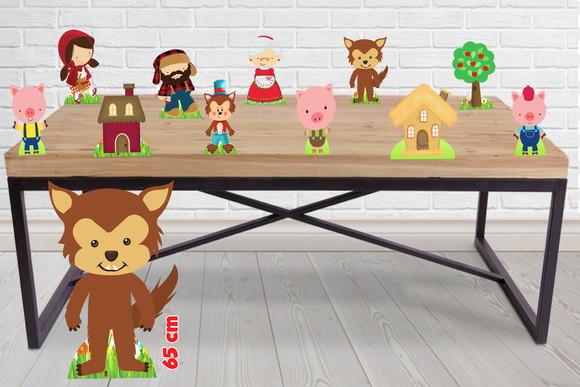 Totem Chapeuzinho Vermelho Lobo,display de Mesa Enfeite