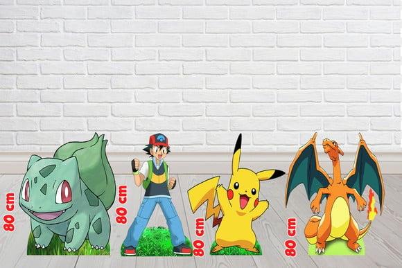 Totem de Chão Pokemon 4 Peças de 80 cm Enfeite Aniversario