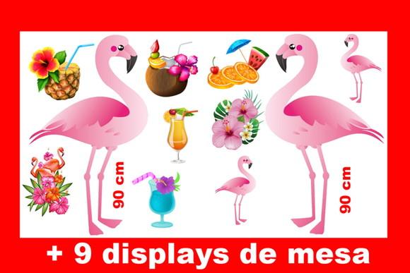 Totem Flamingo Festa Tropical e Displays de Mesa