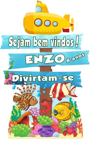 Totem Fundo do Mar Placa de Sinalização