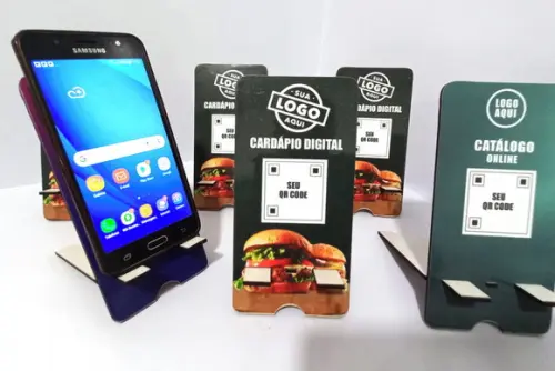 Brinde Personalizado Porta Celular Cardapio Digital 5 Unid.
