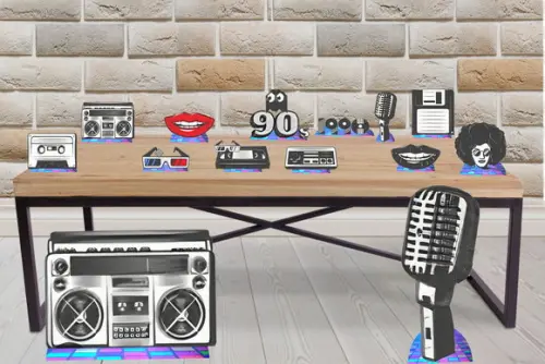Display Anos 90 Enfeite Decoração para Mesa