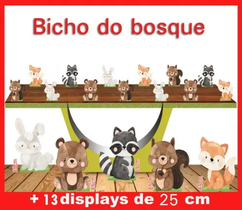 Display Bicho no bosque, totem enfeite e decoração