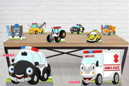 Display Carros Desenhos , Totem decorativo para festa